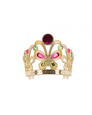 Beautiful plastic gold crown with colorful stones to feel like