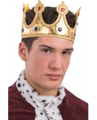 Gold fabric crown enriched by colored gems that make it as