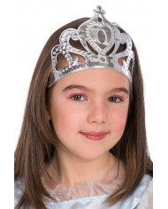 Princess silver crown in fabric that is worn as a band thanks