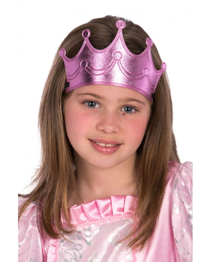 Princess pink crown in fabric that is worn as a band thanks to