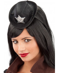 Mini cappello da sceriffo con cerchietto per una donna di legge