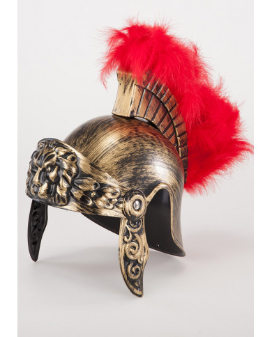 Casque romain luxe avec crête et étiquette volante / étiquette