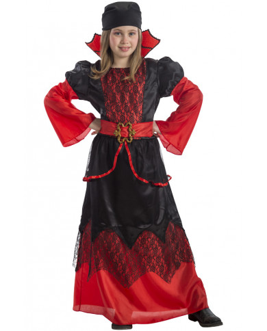 Pirate costume composed of taffetas and lace dress with belt