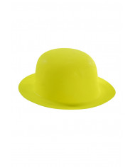 Yellow fluo bowler hat in plastic, for a summer party or a Yellow fluo bowler hat in plastic, for a summer party or a