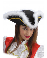 Sombrero tricornio negro de fieltro con marabú con etiqueta Sombrero tricornio negro de fieltro con marabú con etiqueta