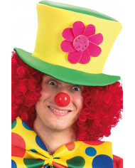 Hat in green and yellow fabric with flower, for a cheerful and