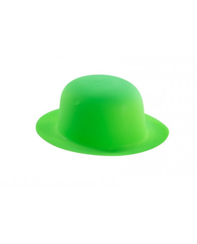 Green fluo bowler hat in plastic, for a summer party or a Green fluo bowler hat in plastic, for a summer party or a