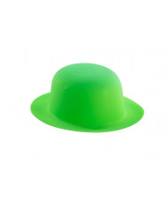 Green fluo bowler hat in plastic, for a summer party or a Green fluo bowler hat in plastic, for a summer party or a
