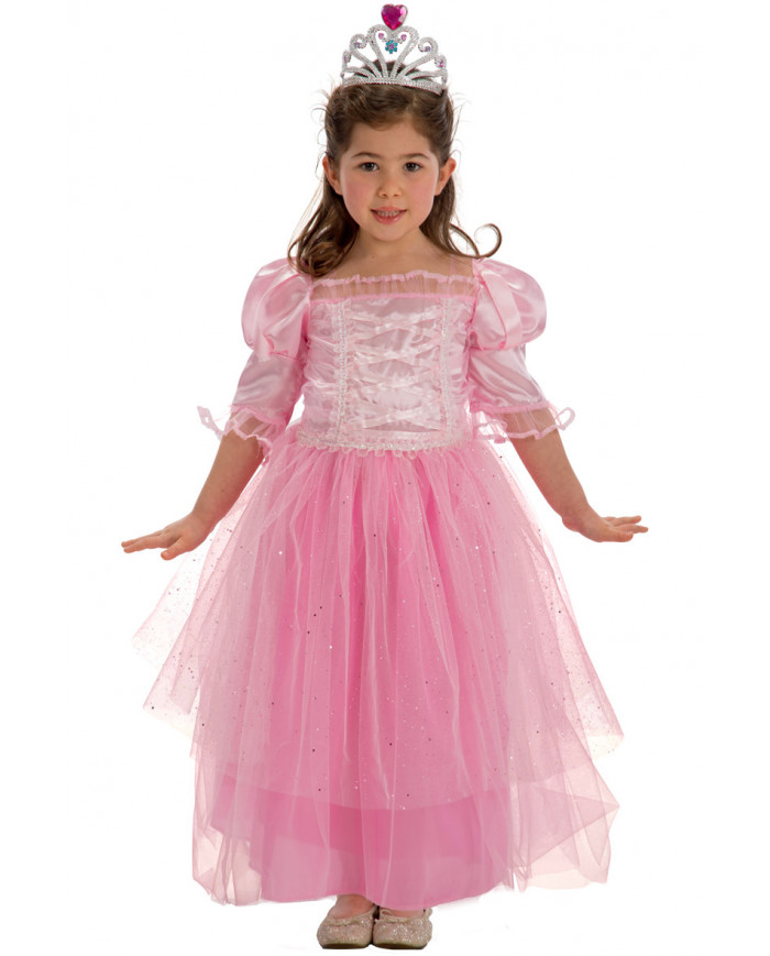 Satin stretchy dress with glittered veil for children. Ideal as