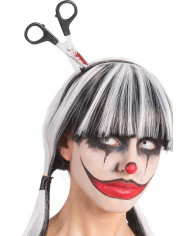 Headband with bloody scissors, for fun jokes and horror Headband with bloody scissors, for fun jokes and horror