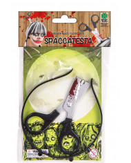 Headband with bloody scissors, for fun jokes and horror Headband with bloody scissors, for fun jokes and horror