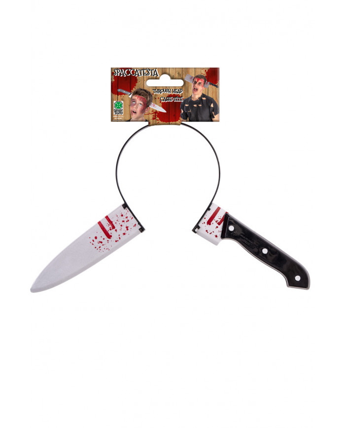 Headband with bloody axe, for fun jokes and horror disguises. Headband with bloody axe, for fun jokes and horror disguises.