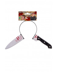 Headband with bloody axe, for fun jokes and horror disguises. Headband with bloody axe, for fun jokes and horror disguises.