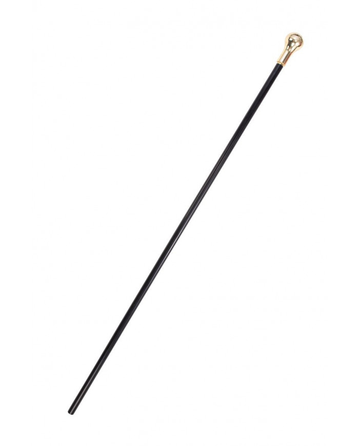 Walking stick in black plastic with golden knob, long cm. 11.