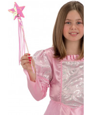 Bacchetta magica con stella e frange in tessuto rosa. Misura