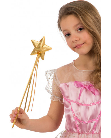 Wand with star in gold fabric, long cm.37. Indispensable Wand with star in gold fabric, long cm.37. Indispensable