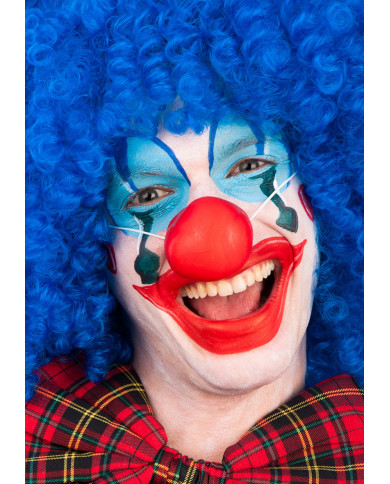 Naso da clown in plastica morbida di colore rosso, pratico da