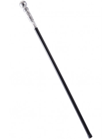 Walking stick in black plastic with silver knob, long cm.9. Walking stick in black plastic with silver knob, long cm.9.