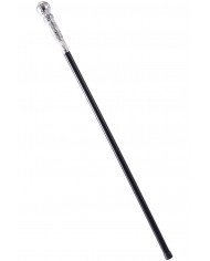 Walking stick in black plastic with silver knob, long cm.9. Walking stick in black plastic with silver knob, long cm.9.