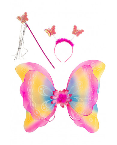 Rainbow butterfly set composed of wings cm. 36x5, headband and