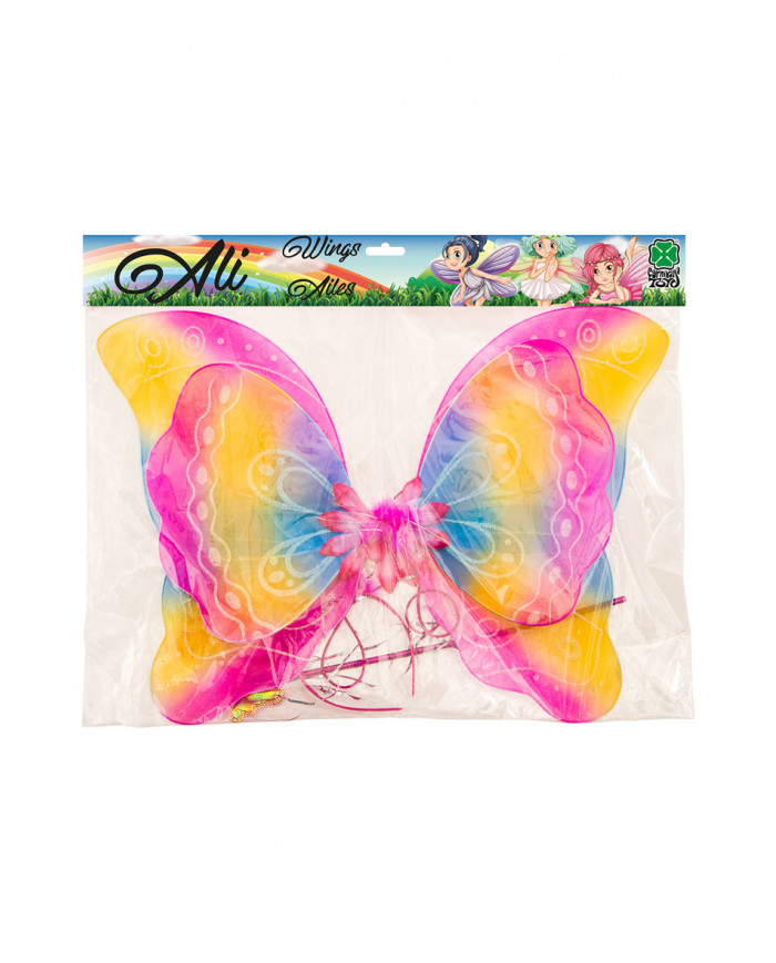 Rainbow butterfly set composed of wings cm. 36x5, headband and