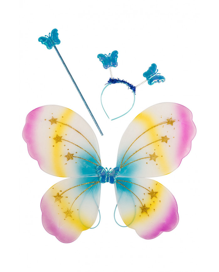 Multicolor butterfly set composed of wings cm. 4 x5, headband