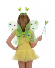 Green butterfly set composed of wings cm. 38x49, headband and