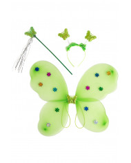 Green butterfly set composed of wings cm. 38x49, headband and