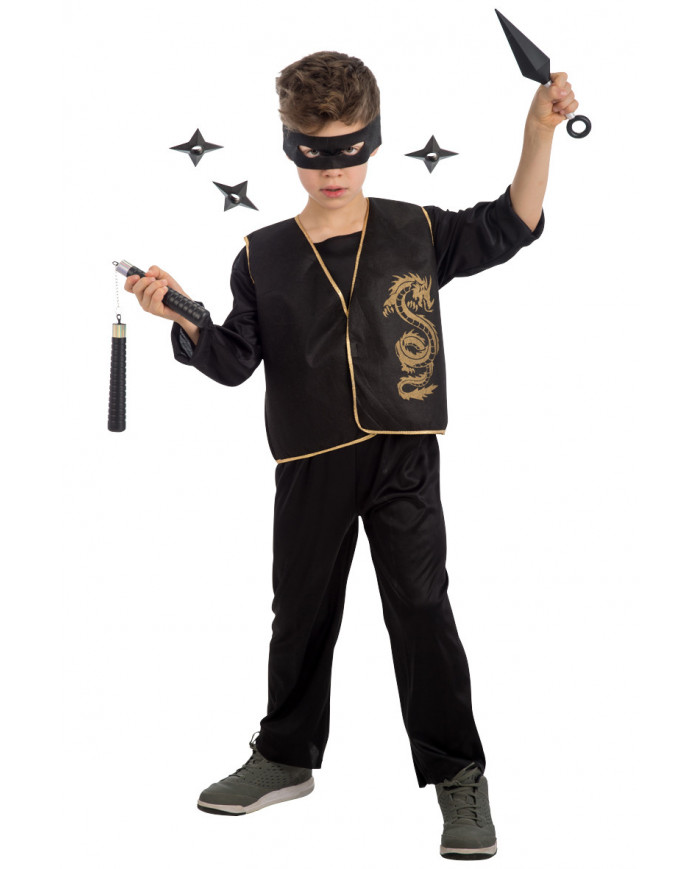 Set consisting of waistcoat, 5 weapons and mask for a disguise