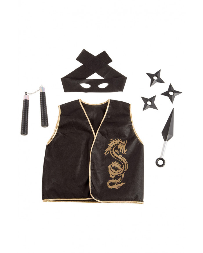 Set consisting of waistcoat, 5 weapons and mask for a disguise