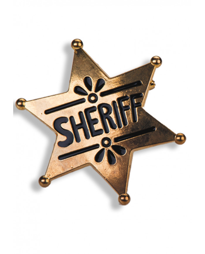Golden Metal Sheriff Star On Card