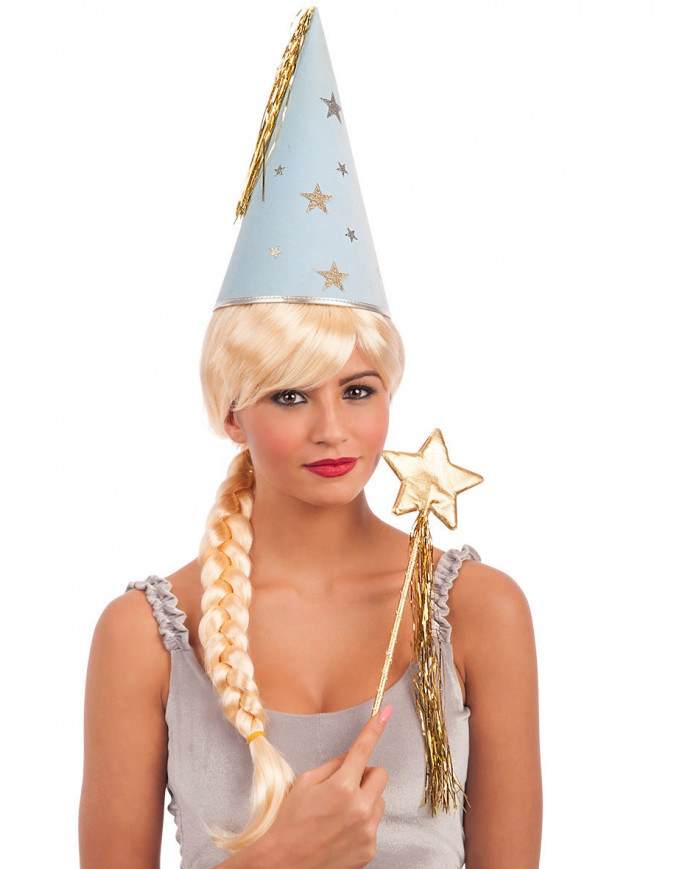 Baguette de fée dorée en tissu dans une pochette avec carte d’en-tête