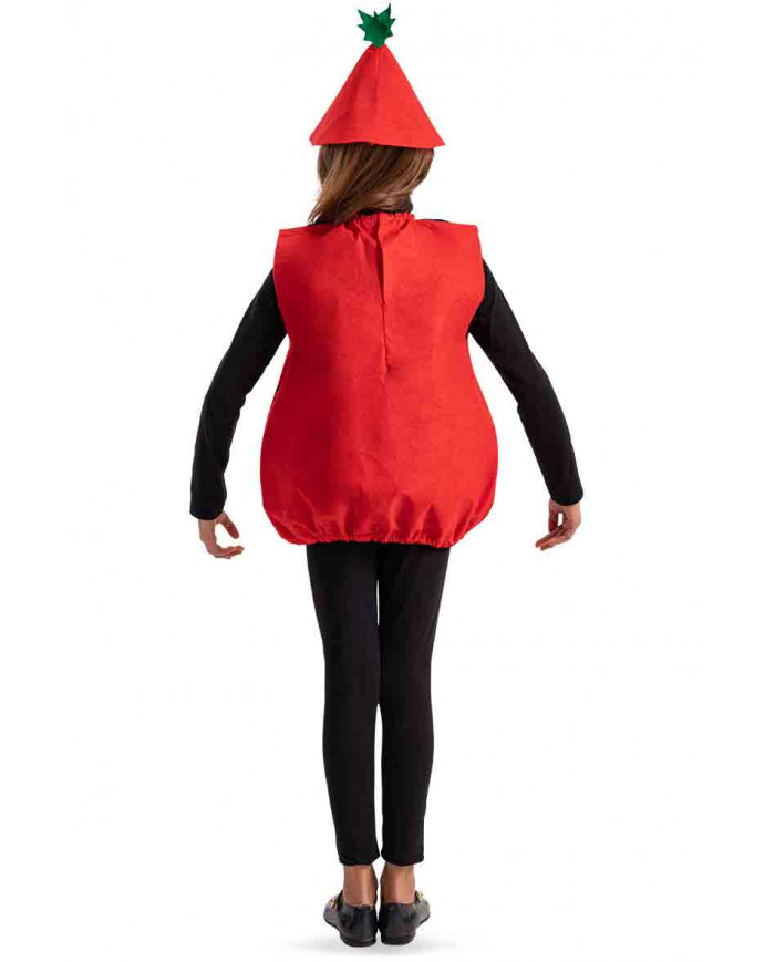 Costume in panno da fragolina color rosso con tanti puntini Costume in panno da fragolina color rosso con tanti puntini