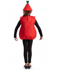 Costume in panno da fragolina color rosso con tanti puntini Costume in panno da fragolina color rosso con tanti puntini