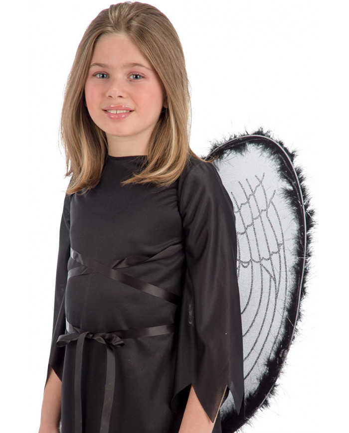 Ali angelo nero con marabout h.cm.55x50 circa in busta con cavallotto
