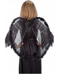 Angel wings in black veil decorated with marabou and silver Angel wings in black veil decorated with marabou and silver