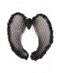 Angel wings in black veil decorated with marabou and silver Angel wings in black veil decorated with marabou and silver