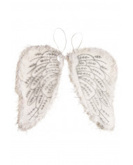 Angel wings in white veil decorated with marabou and silver Angel wings in white veil decorated with marabou and silver