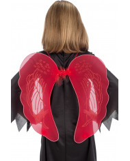Devil wings in red veil decorated with glitter, measuring cm.