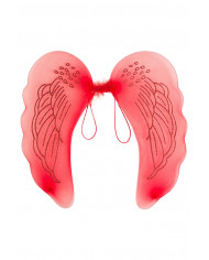 Devil wings in red veil decorated with glitter, measuring cm.