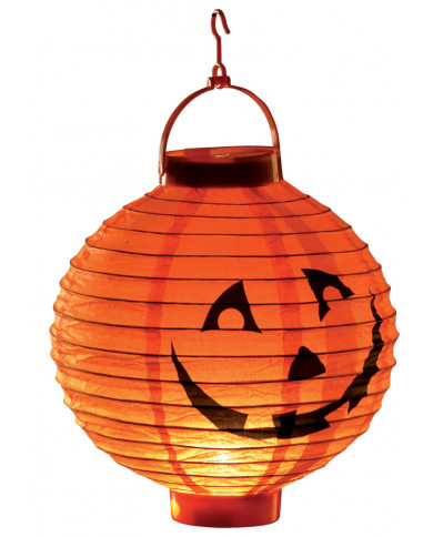 Farol de calabaza con luz (pilas no incluidas) de unos 20 cm de diám. Farol de calabaza con luz (pilas no incluidas) de unos 20 cm de diám.