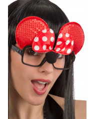 Glasses with black plastic frame without lenses, decorated with