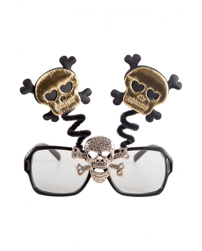 Glasses with black plastic frame without lenses, decorated with