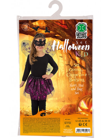 Set composed of wings of h.cm.45x44 in black veil with fuchsia