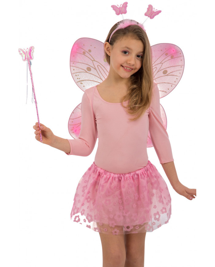Pink butterfly set consisting of wings cm. 45x4, skirt