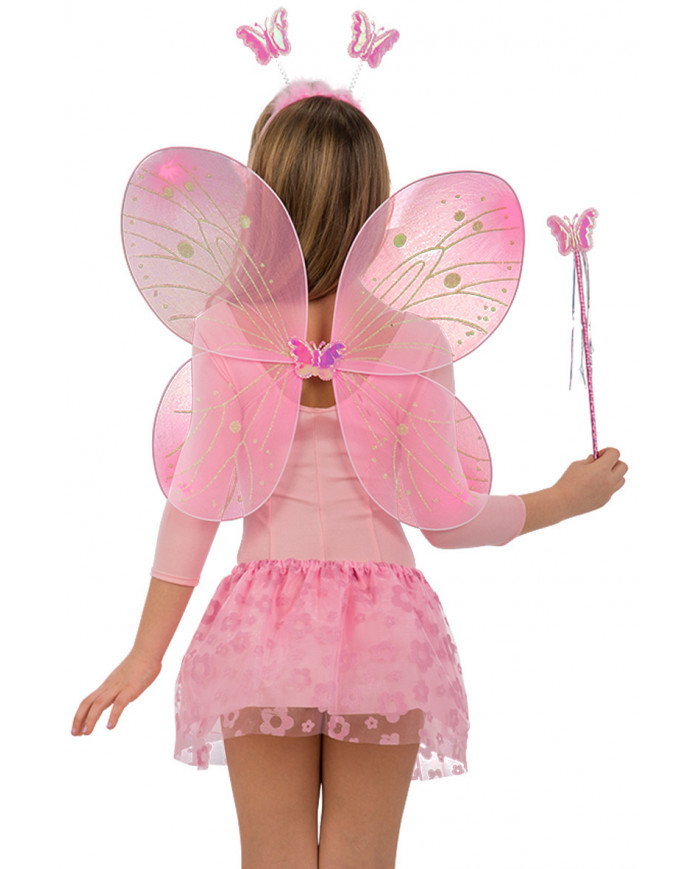 Pink butterfly set consisting of wings cm. 45x4, skirt