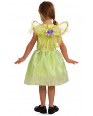 Green fairy costume for kid composed of chenille and satin