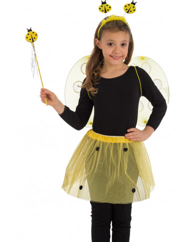 Yellow ladybug set consisting of wings of cm.34x52, skirt