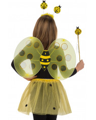 Yellow ladybug set consisting of wings of cm.34x52, skirt