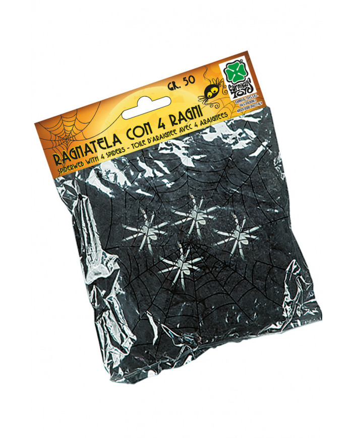 Black Spiderweb Gr. 50 W/4 Spiders In Pbh